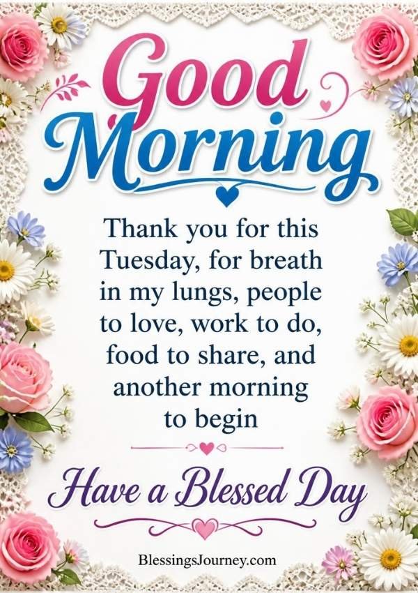 Good Morning Tuesday Blessings